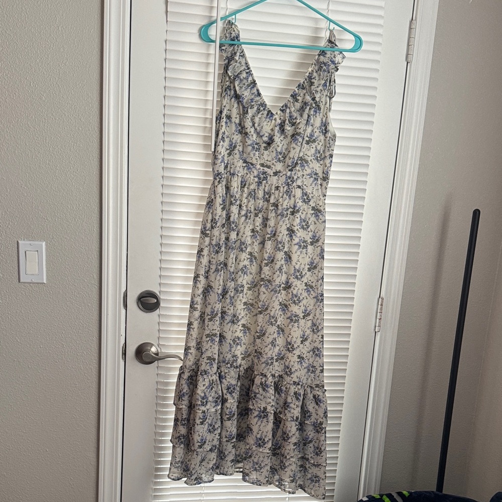 The Impeccable Pig Floral Maxi Dress in Blue and Cream